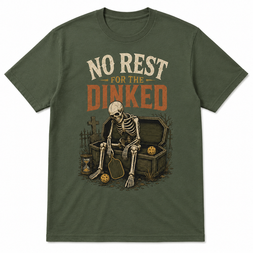 No Rest for the Dinked Pickleball Halloween Skeleton Shirt