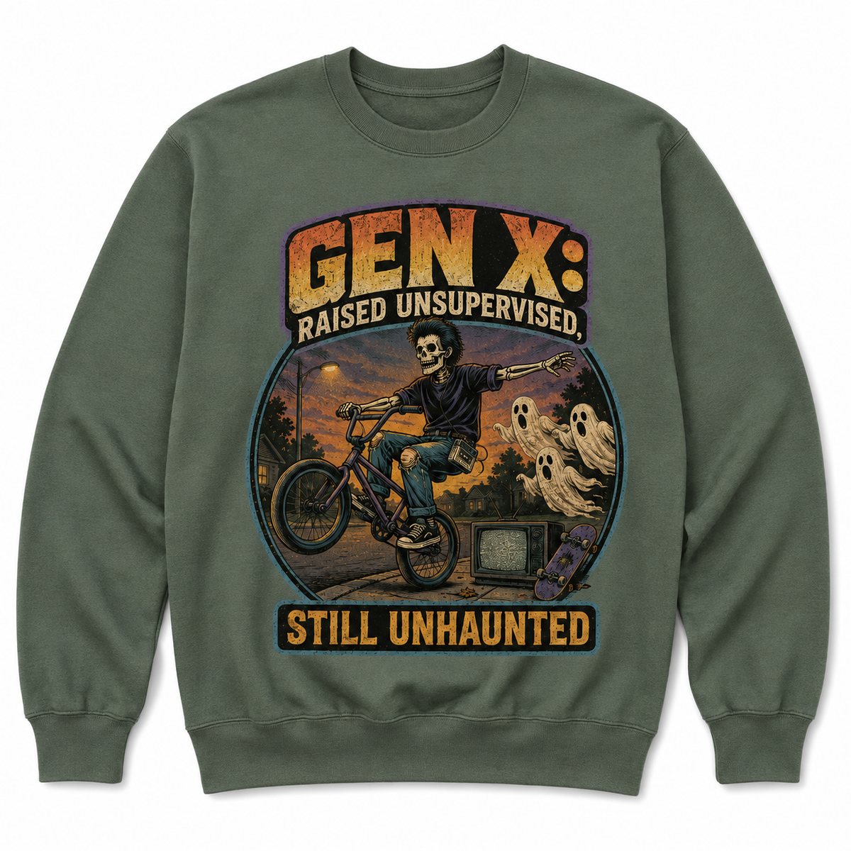 Gen X Raised Unsupervised Still Unhaunted Halloween Shirt