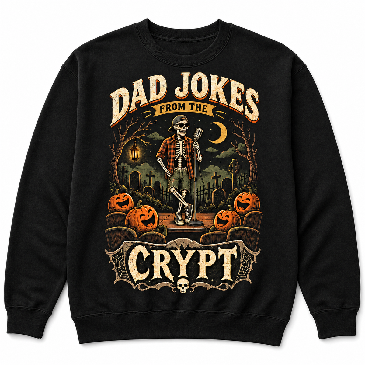 Dad Jokes From the Crypt Halloween Skeleton Shirt