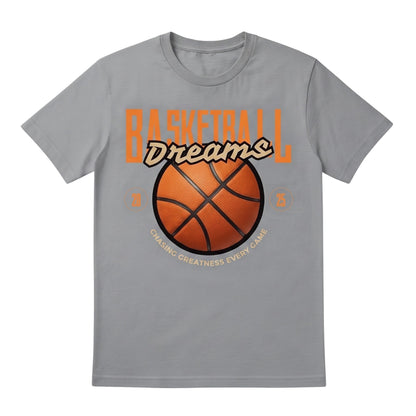  grey graphic t-shirt with a basketball design and the text Chasing Greatness Every Game